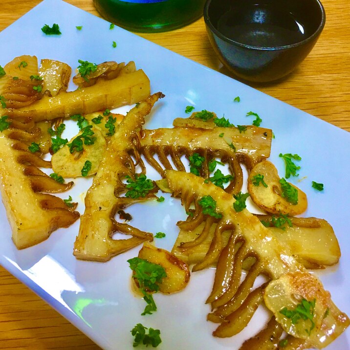 ★おつまみ★　たけのこのガーリックバター醤油炒め！